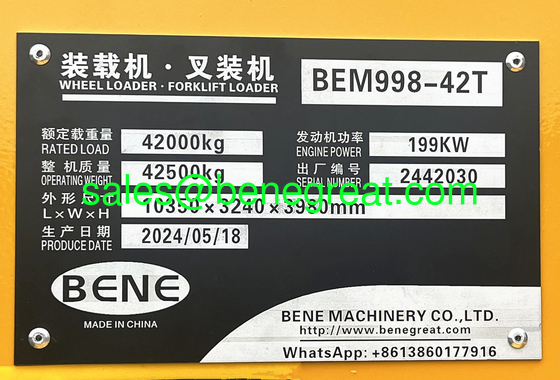 BEM998-42T Puissant chargeur de carrière avec une capacité de 42000 kg et une hauteur de levage de 3200 mm fournisseur