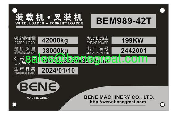 42000kg Capacité fraîche Nouveau BEM998-42T Chargeur à roue à fourchette Hydraulique 340L réservoir de carburant fournisseur